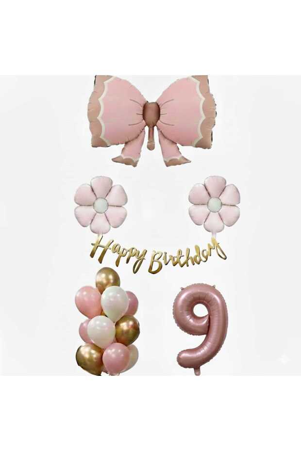 Pink Bow Daisy Foil Balloon Birthday Age Balloon Set