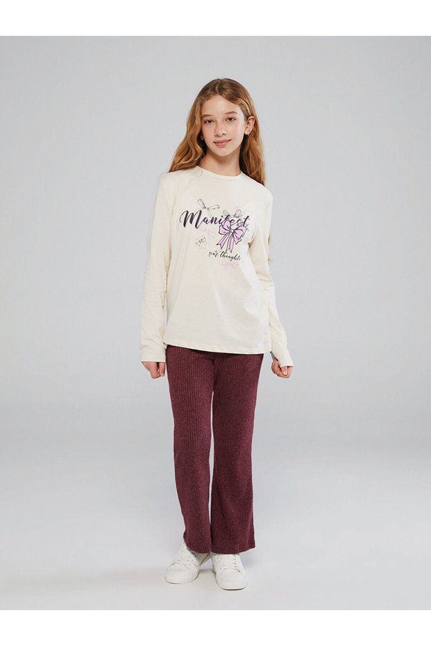 Özmarka New Season Corded Fabric Flared Girls' Tights