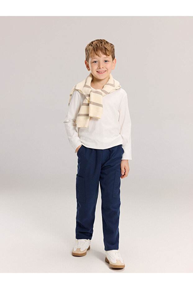 Two Mt Shop Quality Lcw Kids Navy Blue Elastic Waist Boys Cargo Pants