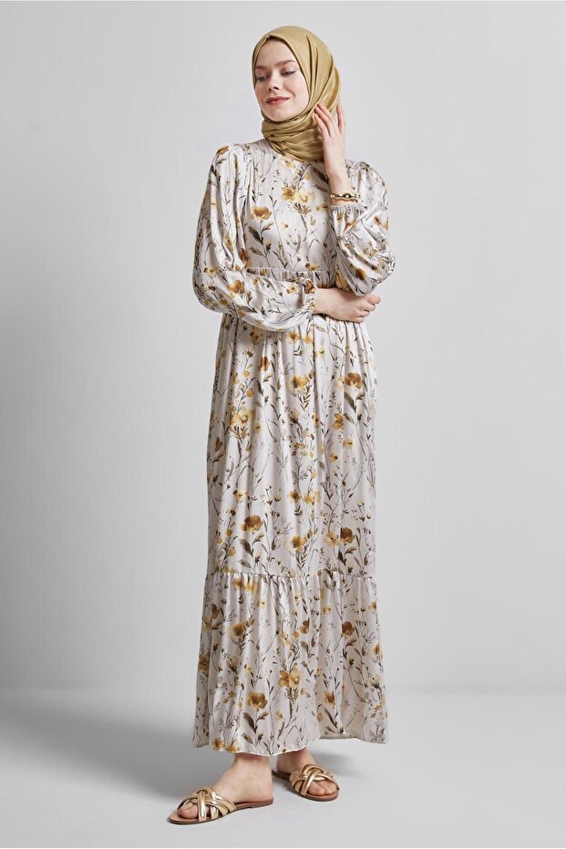 فستان منقوش بأربطة 45404