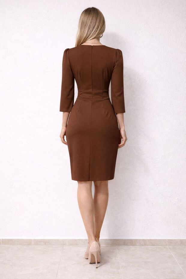 Kruvaze Yaka Elbise - 2