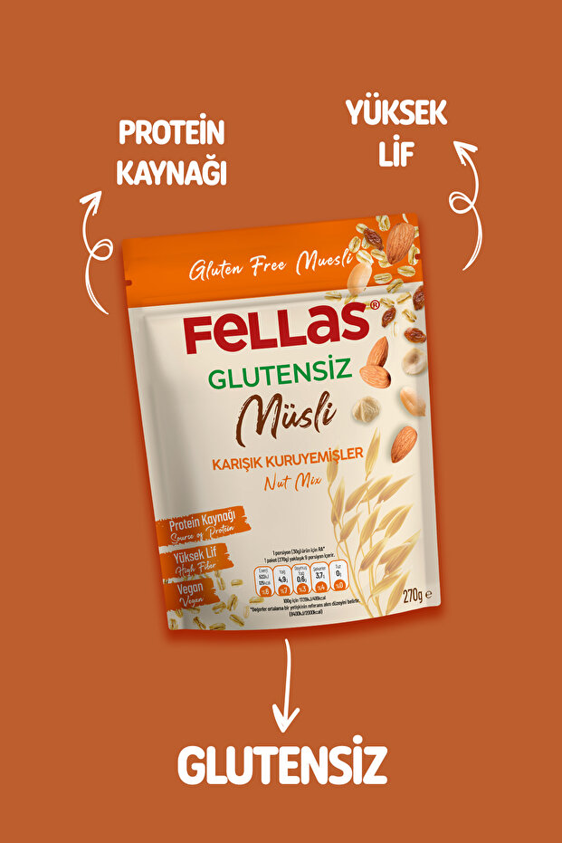 Glutensiz Müsli 2'li - Karışık Kuruyemişli (270 g) + Kırmızı Meyveli (270 g) - 5
