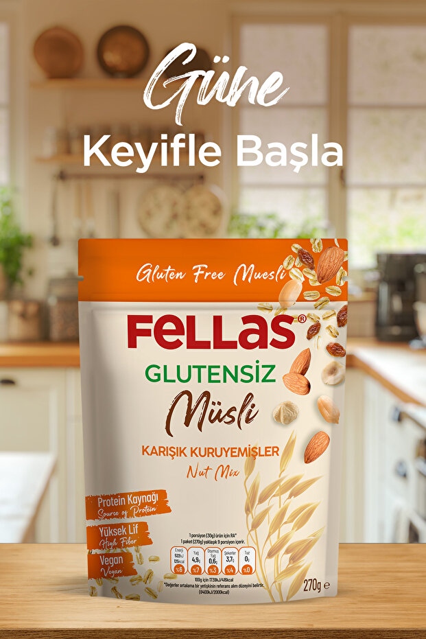 Glutensiz Müsli 2'li - Karışık Kuruyemişli (270 g) + Kırmızı Meyveli (270 g) - 3