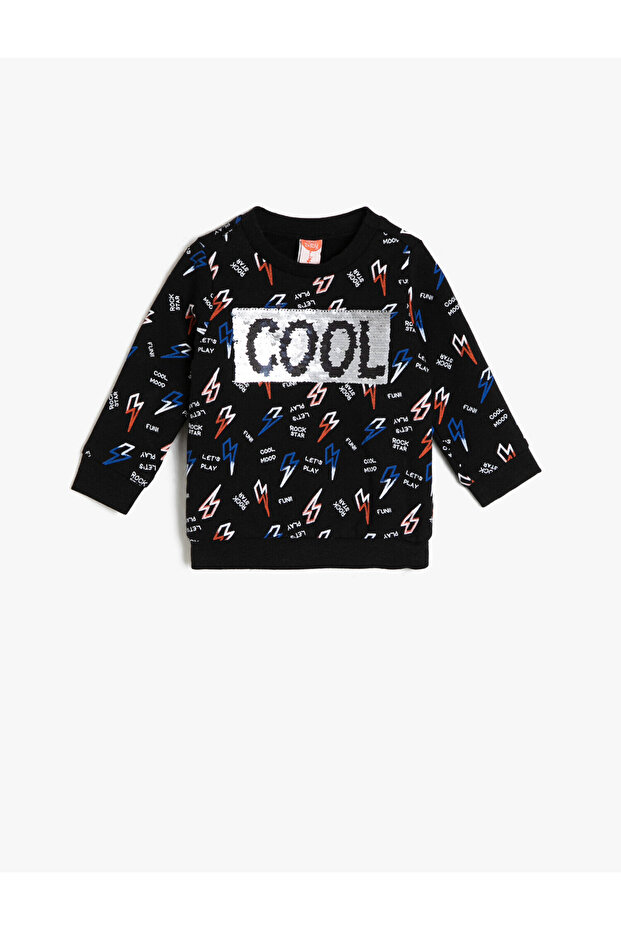 Baby Boy Black Patterned Sweatshirt
