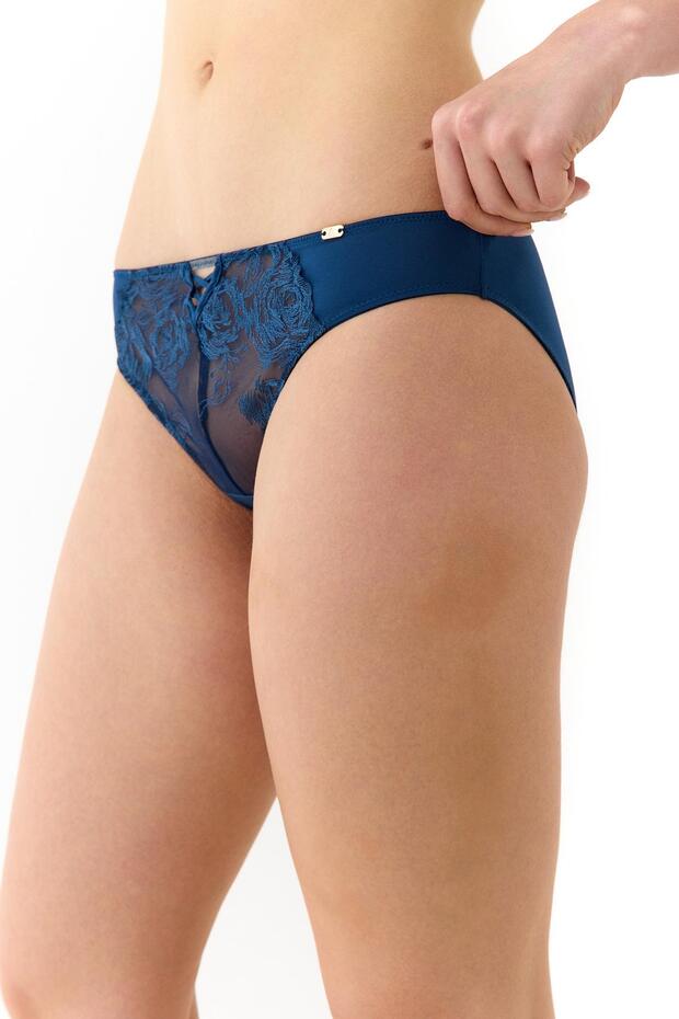 Monaco Mavi Dantelli Slip Külot - 8