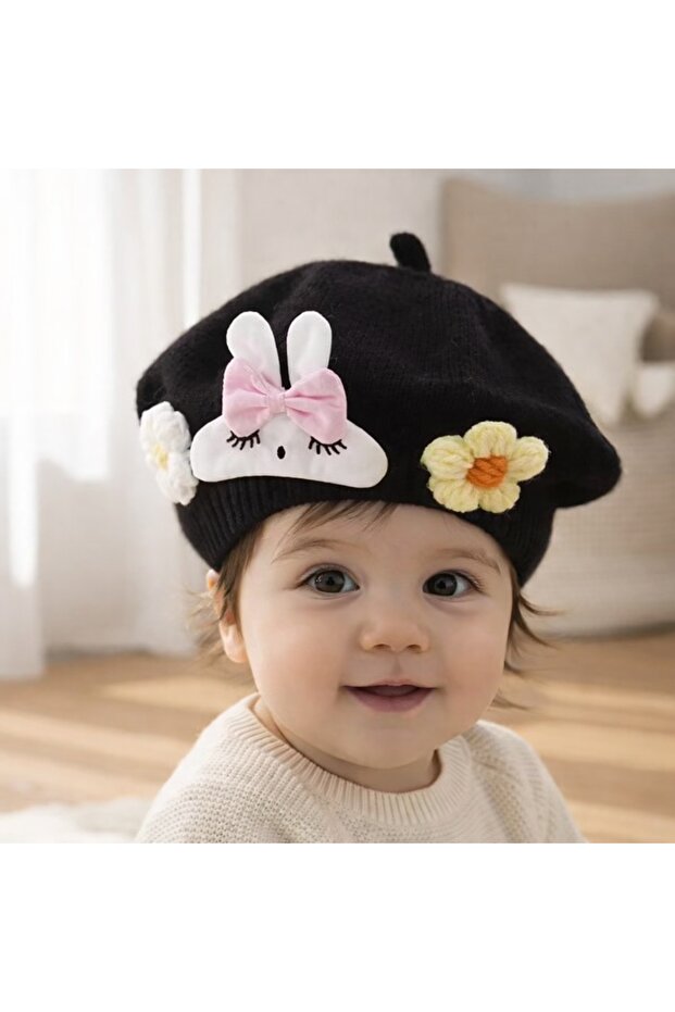 (0-3 Years) Cute Rabbit Painter Hat Knitted Winter Girl's Hat Beanie
