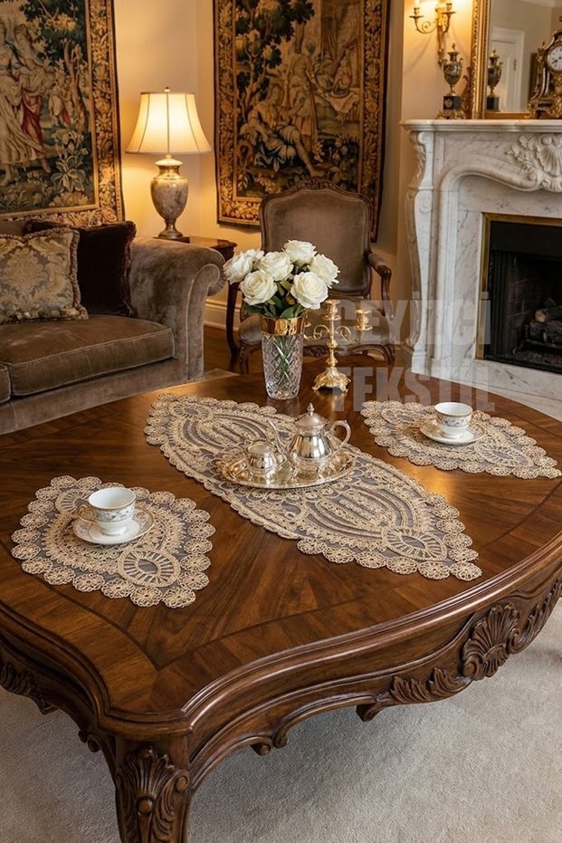 3 Piece Table Cloth, 3 Piece Living Room Set, 3 Piece Living Room Set with Lace