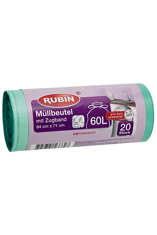 Garbage Bag with String - 60 Liters 64x71 Cm 20 Pieces