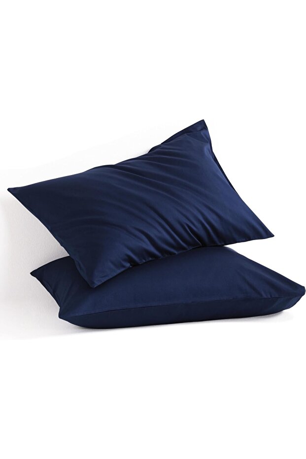 Basic Navy Blue Ranforce Pillowcase Set | 2 Pieces | (50X70 cm) | Cotton