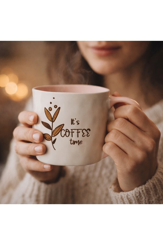 Kitchen It's Coffee Time Kupa - Krem - 450 ml