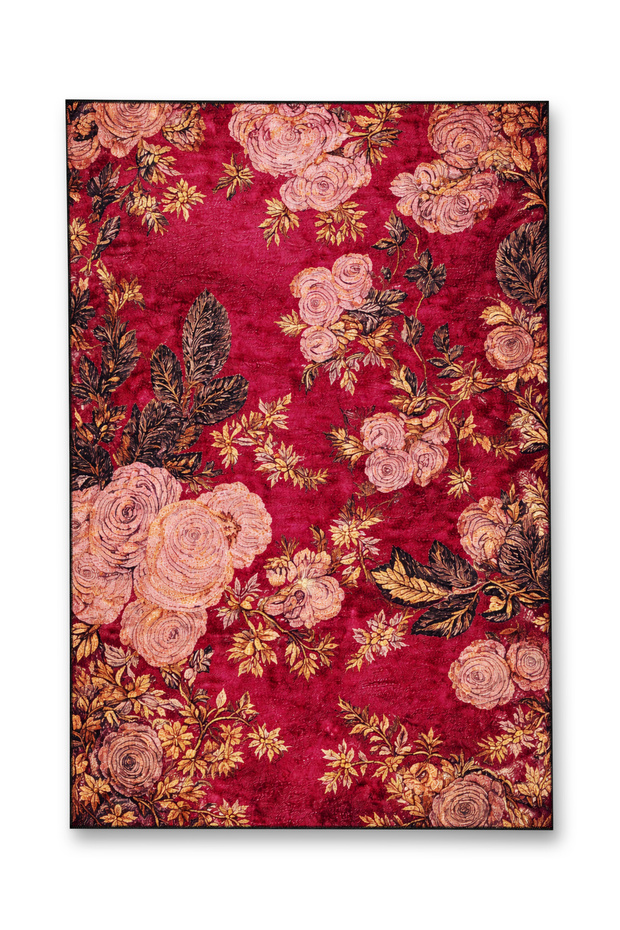 Sdt Red Floral Pattern Woven Base Modern Decorative Carpet Sdt230Red