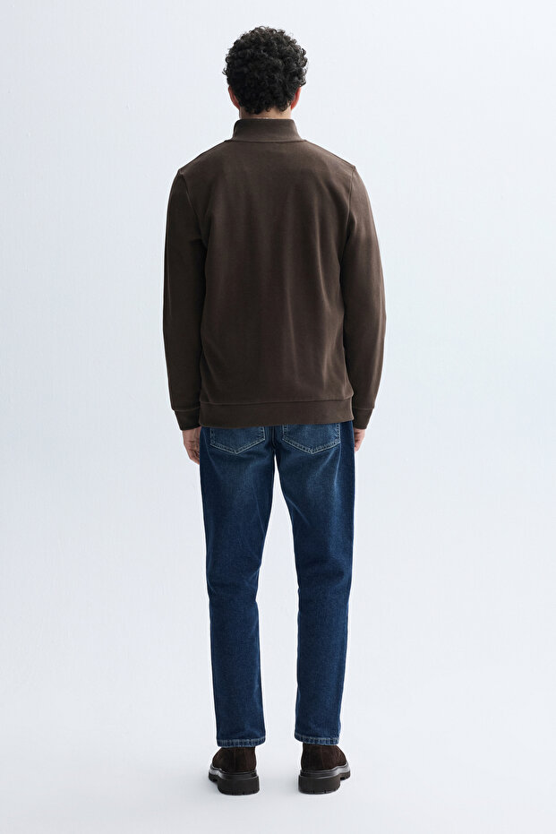 DÜĞMELİ DİK YAKA SWEATSHIRT - 2