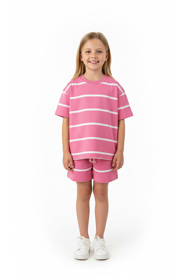 Stripe Detailed Shorts Suit