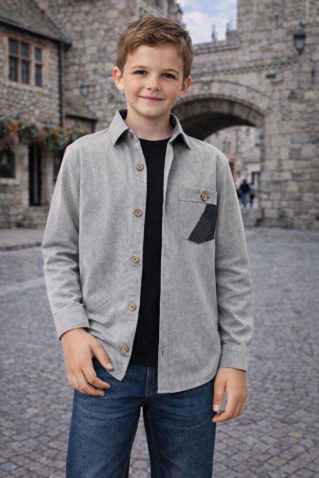 Children's Long Sleeve Straight Lumberjack Men's Shirt