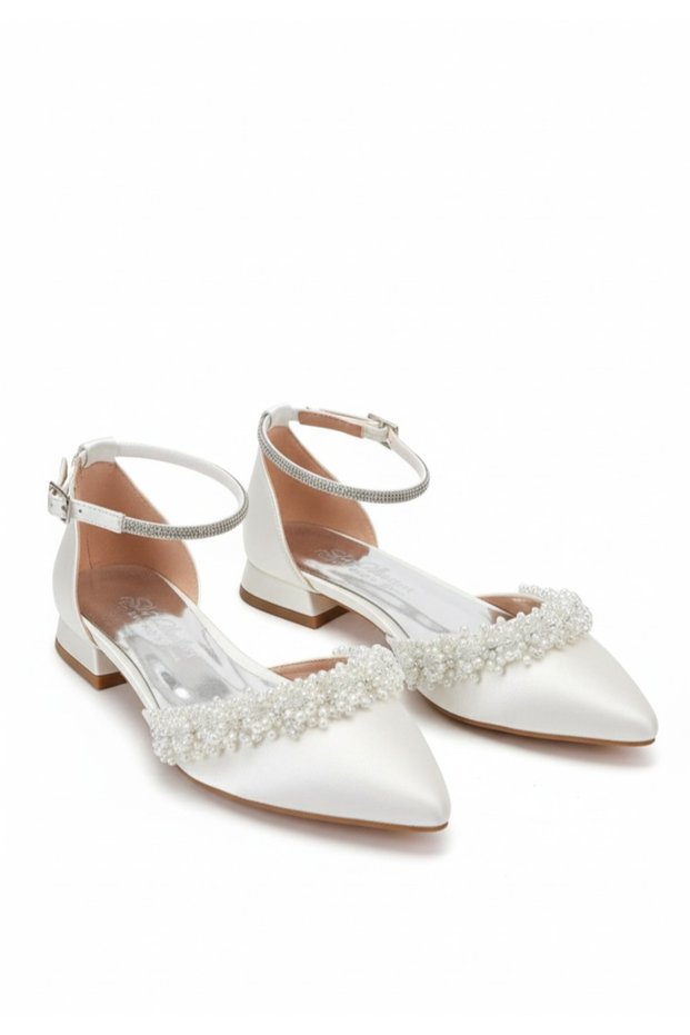 Pearl-Embellished Babet Wedding Dress Wedding Evening Dress Shoes-Feli̇sya Buti̇k