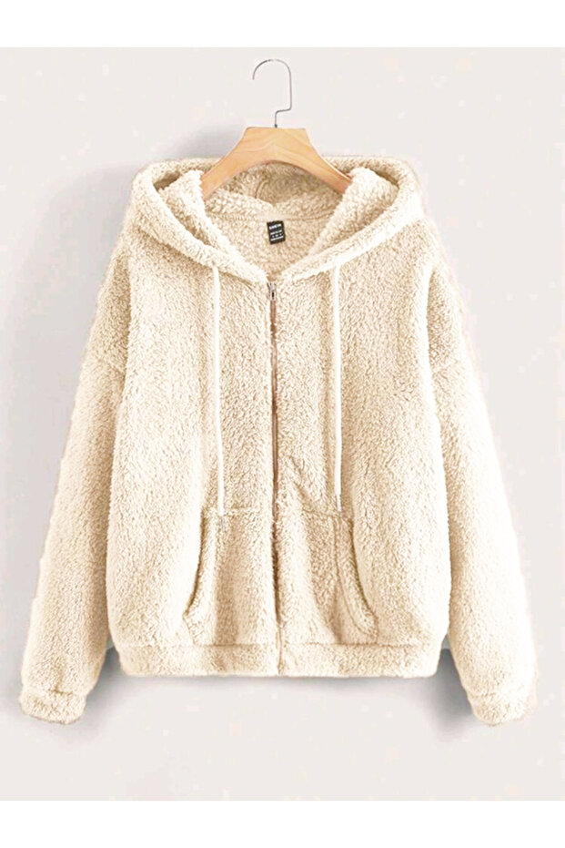 Women's Plush Oversized Winter Zippered Hooded Plush Cardigan- Premium Quality Thick Zippered Sweat