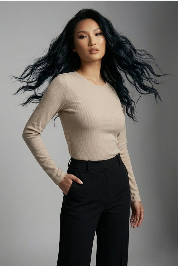 Makeni Women's Slim Fit Crew Neck Long Sleeve Flexible Corset Top & Body - Mink