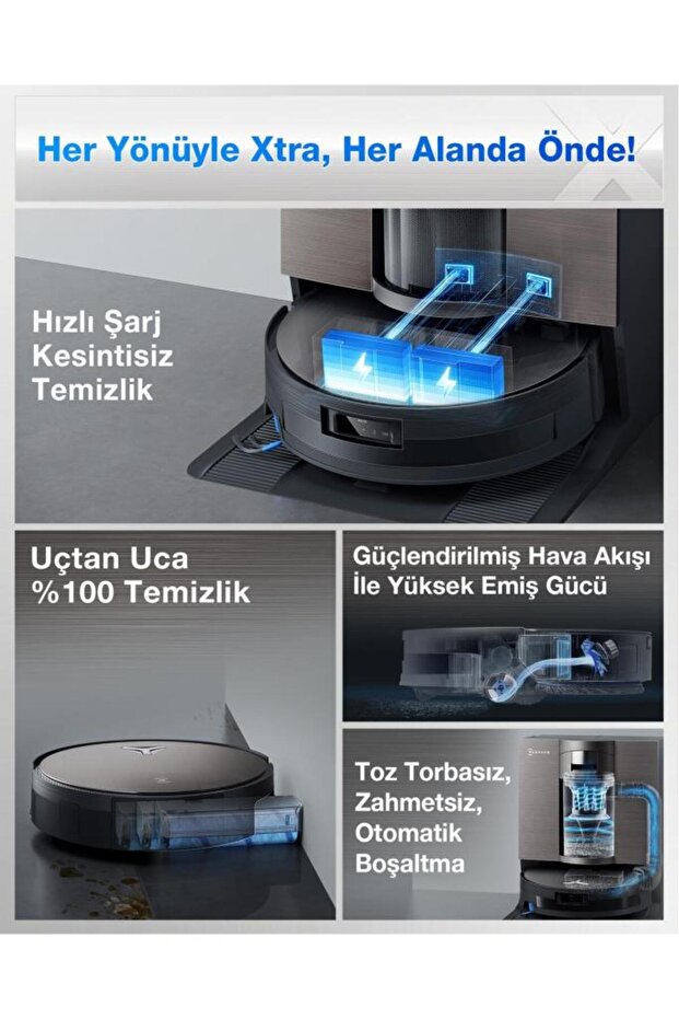 DEEBOT X11 OmniCyclone Robot Süpürge ve Paspas, 19.500 Pa Emiş Gücü - 2