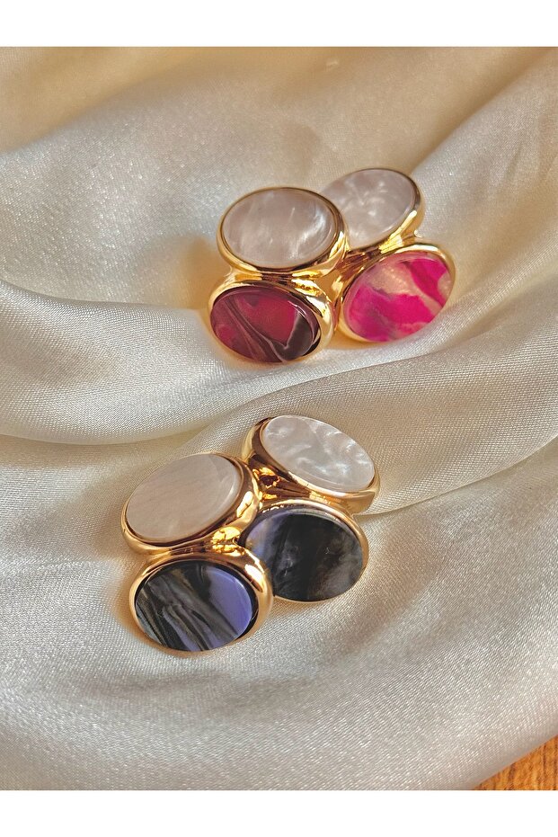 Sedefli Oval Küpe - 7