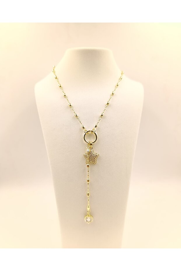 Yıldızlı Y kolye(çelik) - 1