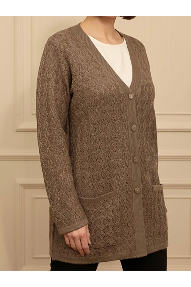Seasonal Mercerized Mother's Pocket Cardigan / Mink
