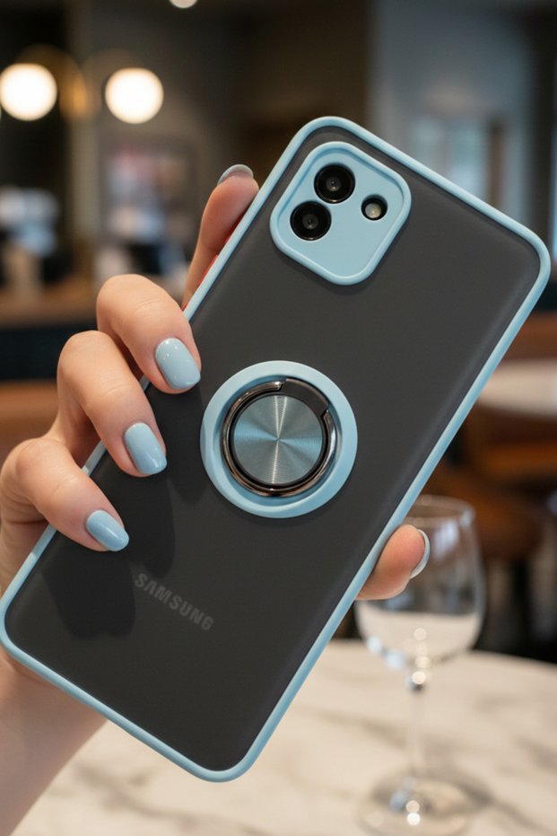 Ring Case with Camera Protection for Samsung Galaxy A03 - Stain-Resistant Matte and Durable Construction
