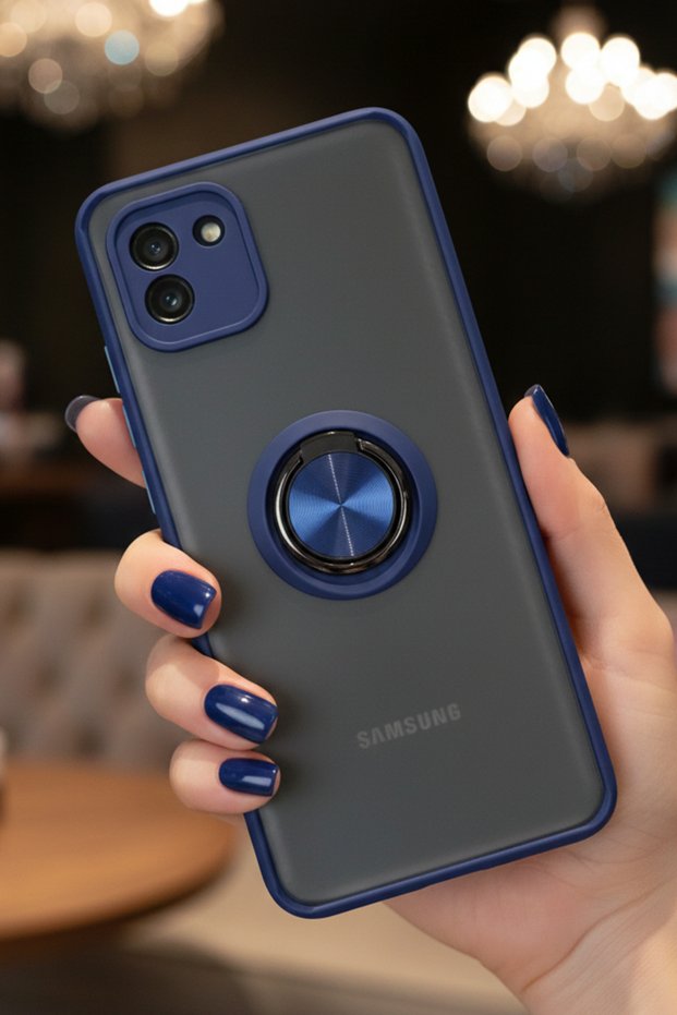 Ring Case with Camera Protection for Samsung Galaxy A03 - Stain-Resistant Matte and Durable Construction