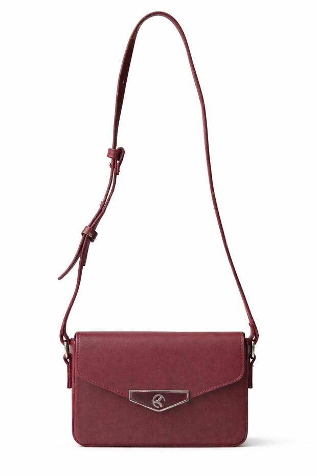 Denisa Clamshell Burgundy Crossbody Bag