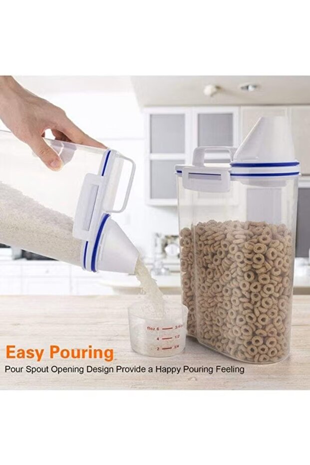 BLOOMING TIME Rice And Cereal Storage Container With Measuring Cup ...