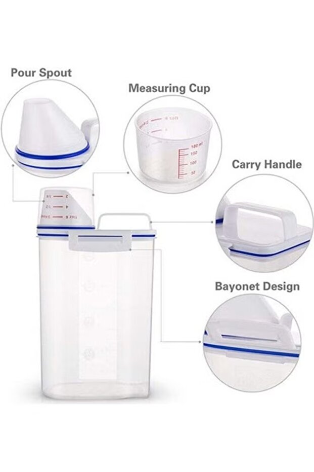 BLOOMING TIME Rice And Cereal Storage Container With Measuring Cup ...