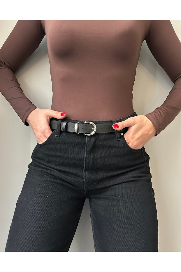 Silver Model Women's Belt with Tool Buckle Waist Belt Coat Belt Dress Belt Trouser Belt