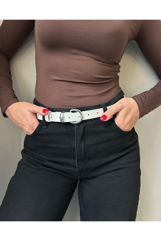 Silver Model Women's Belt with Tool Buckle Waist Belt Coat Belt Dress Belt Trouser Belt