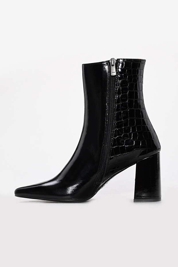 Hakiki Deri Kadın Kalın Topuklu Bot 215DZA3211 - 4