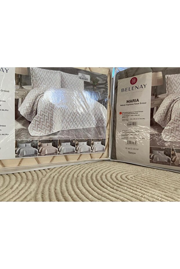 Belenay Embroidered Quilted Bedspread Modern Washable 4 Seasons 240X250 65X85 2 Pieces Pillows - 6