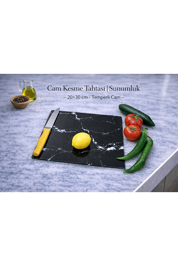 لوح تقطيع زجاجي، مقاس 20×30 سم، بسُمك 4 مم