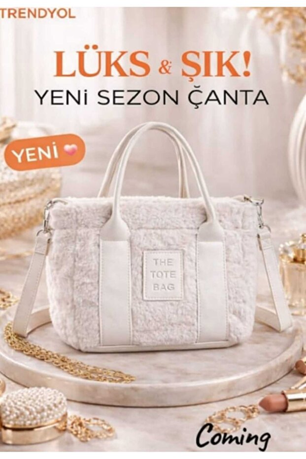 Kadın Günlük Peluş Askılı Çanta - 1