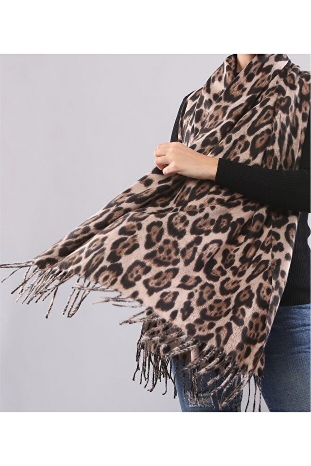 Leopar Desenli Atkı - 2