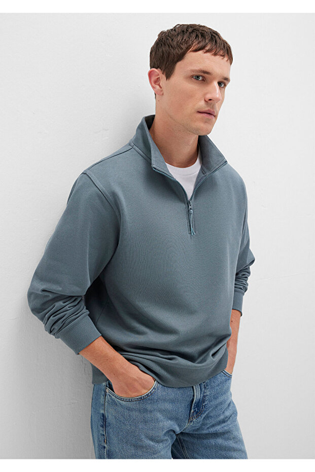 Yarı Fermuarlı Basic Sweatshirt 0S10278-80889 - 1