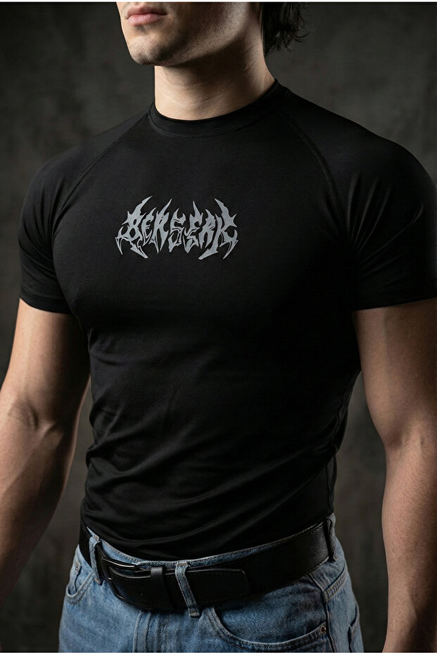 Liber Berserk - Compression Nefes Alan Ultra Esnek Yapı Fitness T-shirt (SİYAH)