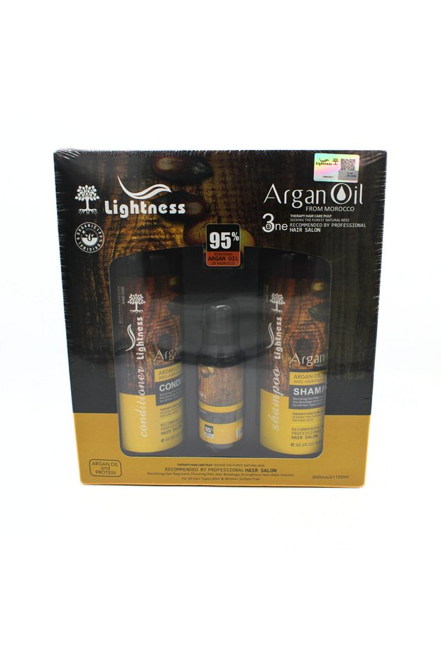 Lightness Oil Hair Care Set, 3-Piece Moroccan Oil Treatment, Anti-Hairfall and Renewal Shampoo