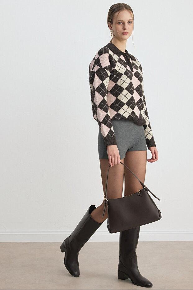 Gri Yüksek Bel Şort - 7