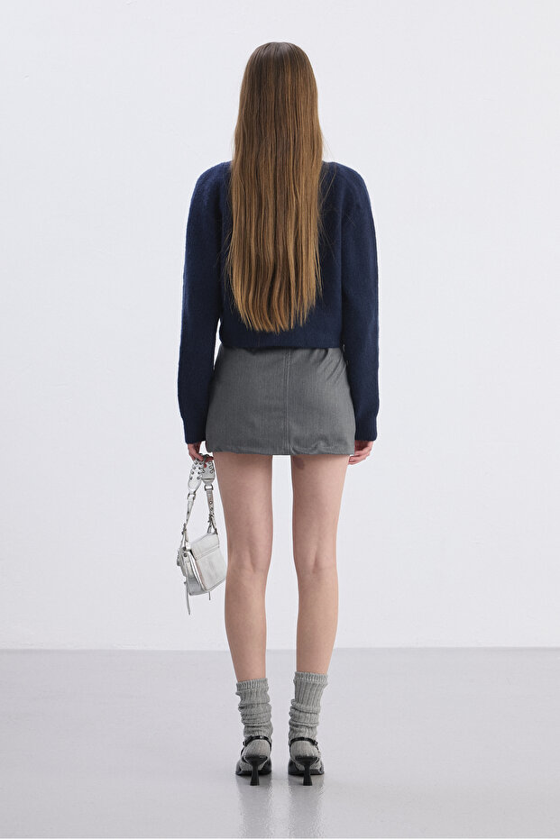 Gri Mini şort etek - 4