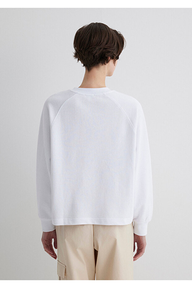 Bisiklet Yaka Beyaz Basic Sweatshirt 1S10161-620 - 5