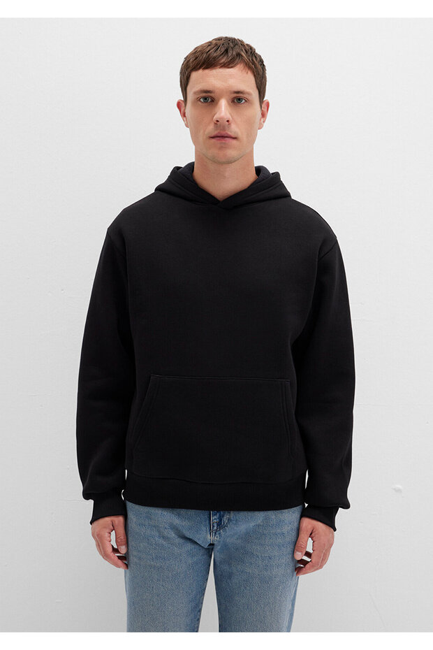 Kapüşonlu Siyah Basic Sweatshirt 0S10275-900 - 4