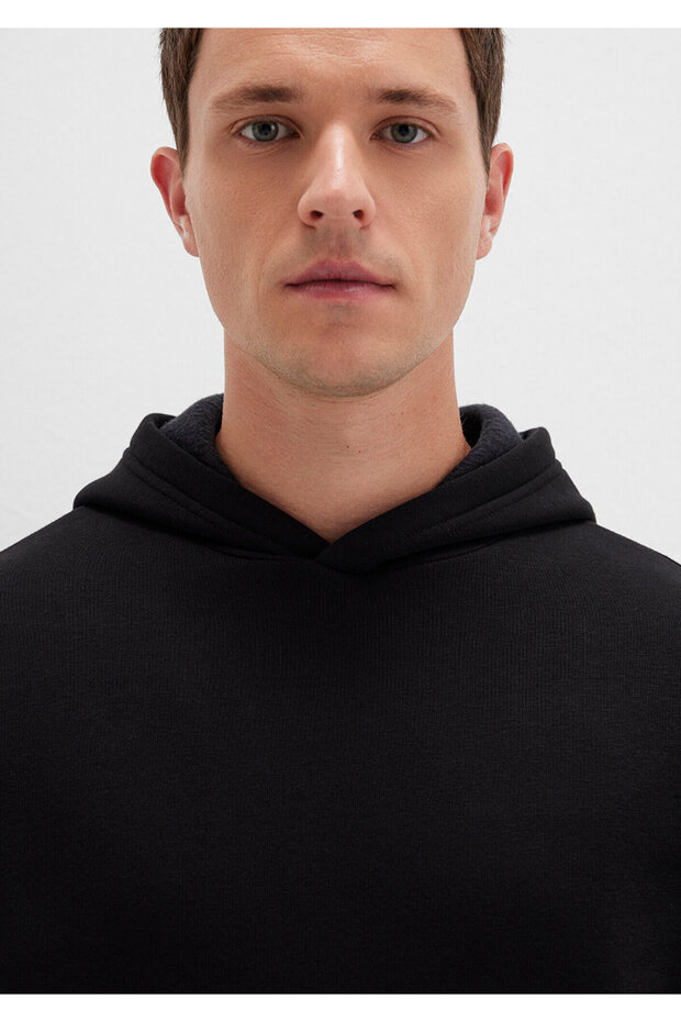 Kapüşonlu Siyah Basic Sweatshirt 0S10275-900 - 6