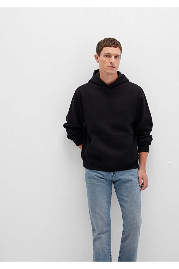 Kapüşonlu Siyah Basic Sweatshirt 0S10275-900 - 2
