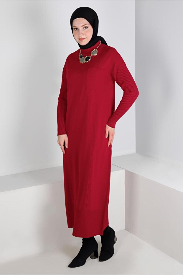 CEP DETAYLI BASIC TRİKO ELBİSE 43129 - 2