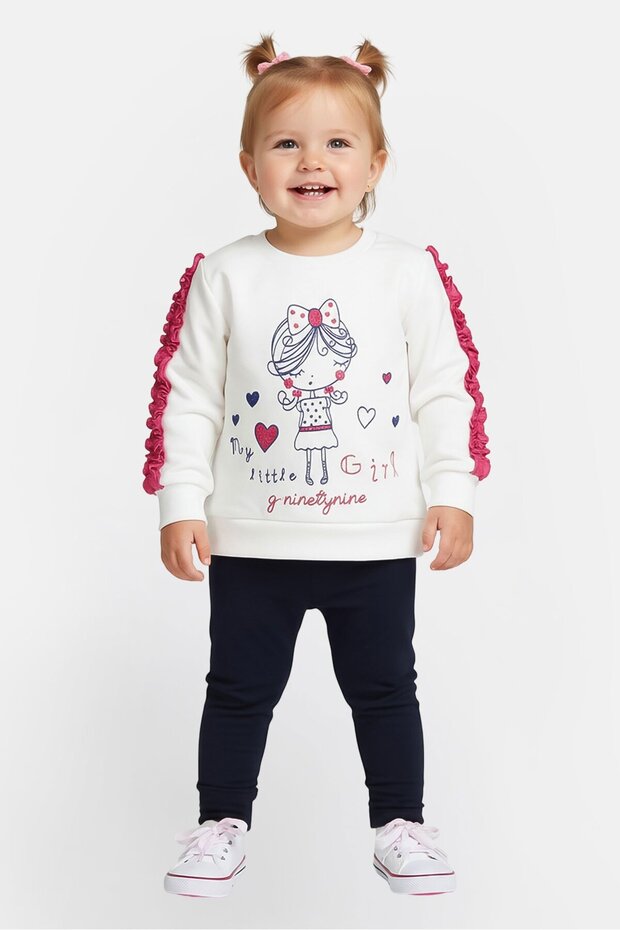 G99 By Toddlers Girl 2 Pieces Graphic Print Top With Bottom Set, Multicolor