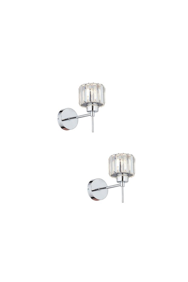 Sadem Single Chrome 2-Piece Sconce Set Stoned Bedroom-Bedside Wall Lamp