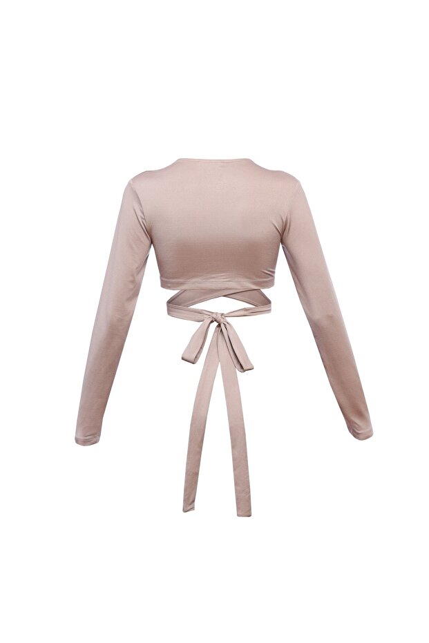 Taş Rengi Frıda Bağlamalı Crop - 6